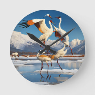 Dance of the Cranes – Elegy on Ice Round Clock
