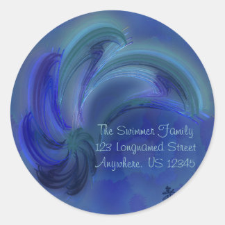 Dance of the Dolphins Abstract Art Classic Round Sticker