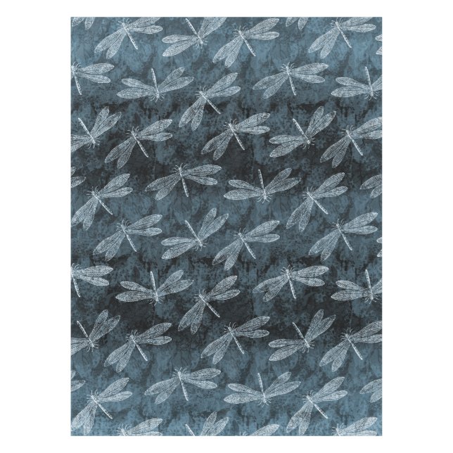 Dance of the Dragonflies Elegant Teal Green Tablecloth (Front)