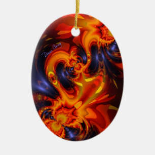 Dance of the Dragons - Indigo & Amber Eyes  Artist Ceramic Ornament
