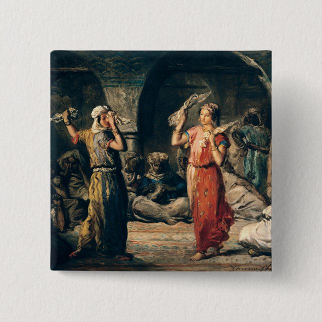 Dance of the Handkerchiefs, 1849 2 Inch Square Button (Front)