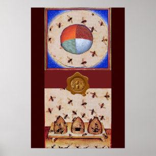 DANCE OF THE HONEY BEES WITH 4 ELEMENTS,Wax Seal Poster