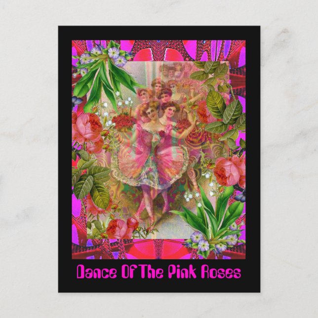 Dance Of The Pink Roses Postcard (Front)