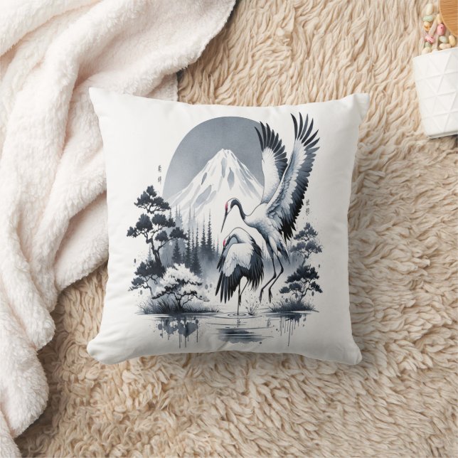 "Dance of the Sandhill"  Throw Pillow (Blanket)