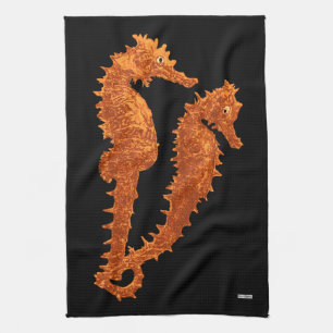 Dance Of The Seahorses (Orange) Kitchen Towel