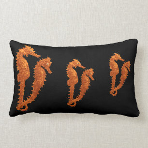 Dance Of The Seahorses (Orange) Lumbar Pillow