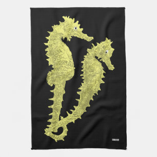 Dance Of The Seahorses (Yellow) Kitchen Towel