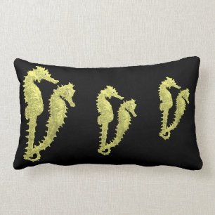 Dance Of The Seahorses (Yellow) Lumbar Pillow