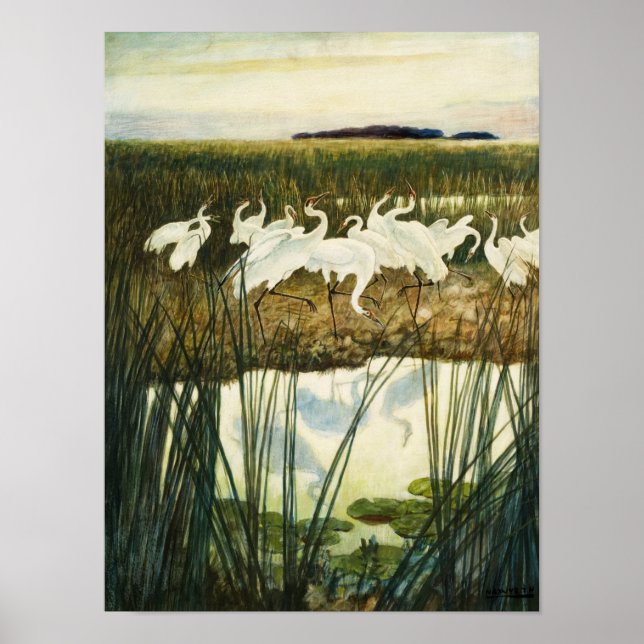Dance of the Whooping Cranes, 1939 by N. C. Wyeth Poster (Front)