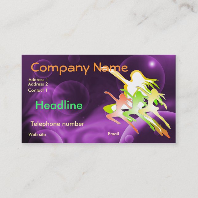Dance or fitness business card with 2011 Calender (Front)