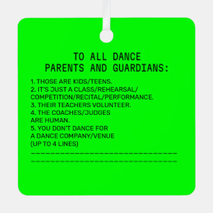 Dance Parent Reminder Banana Lime Metal Ornament