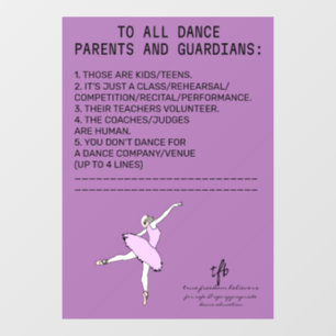 Dance Parent Reminder Sheep Lavender Window Cling