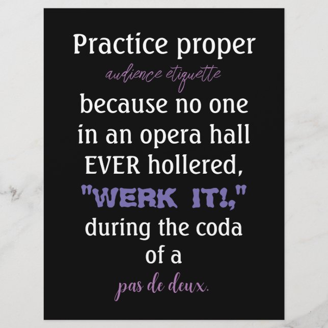 Dance Parents Audience Etiquette Lavender Flyer (Front)