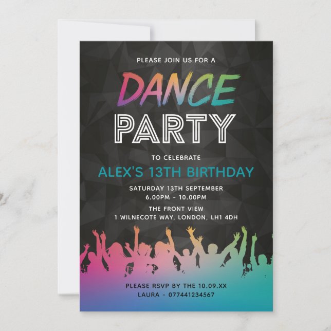 Dance Party Anniversaire Invitations (Devant)