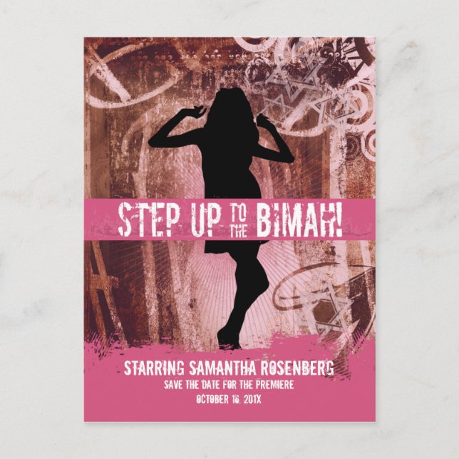 Dance Party Bat Mitzvah Save the Date Announcement Postcard (Front)