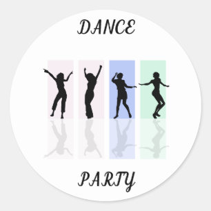 Dance party glossy stickers. classic round sticker
