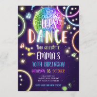 Dance Party Neon Glow Disco Birthday Invitation