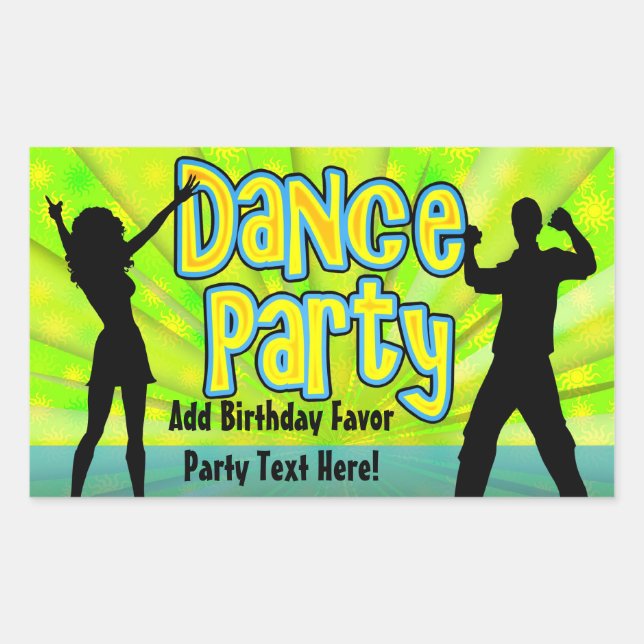 Dance Party, Neon Green/Black Sticker (Front)