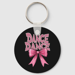 Dance Pink Dancing Bow Cute Ballet Recital Cl Girl Keychain
