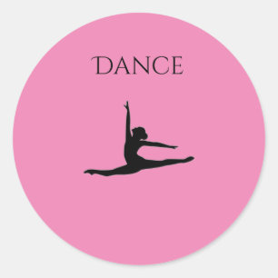 Dance pink round stickers. classic round sticker