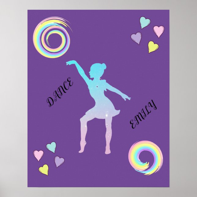 Dance poster with hearts & swirls. (Front)