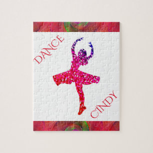 Dance puzzle for girls. Personalized name.