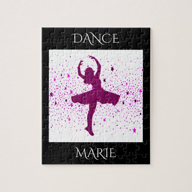 Dance puzzle for girls. Personalized name. (Vertical)