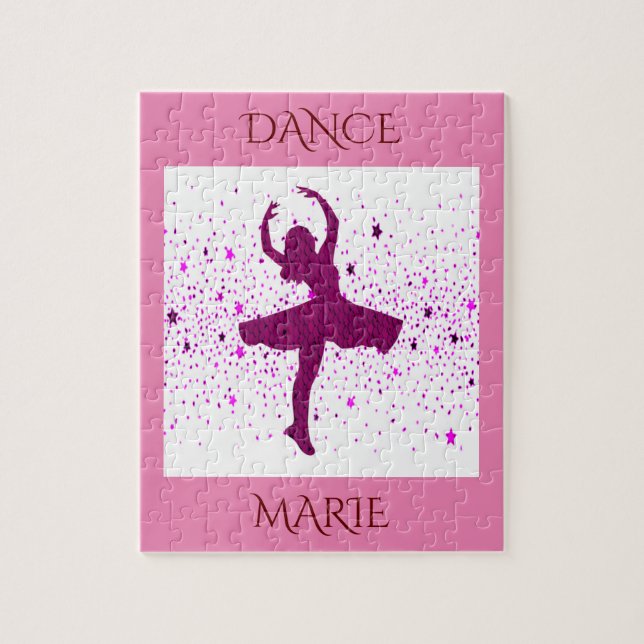 Dance puzzle for girls. Personalized name. (Vertical)