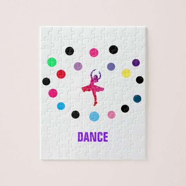 Dance puzzle with coloured dots. (Vertical)