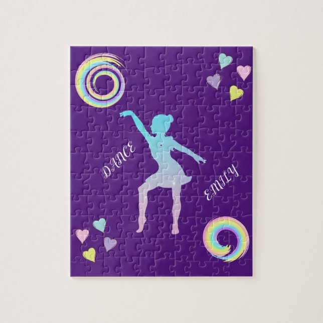 Dance puzzle with hearts & swirls. (Vertical)