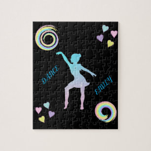 Dance puzzle with hearts & swirls.