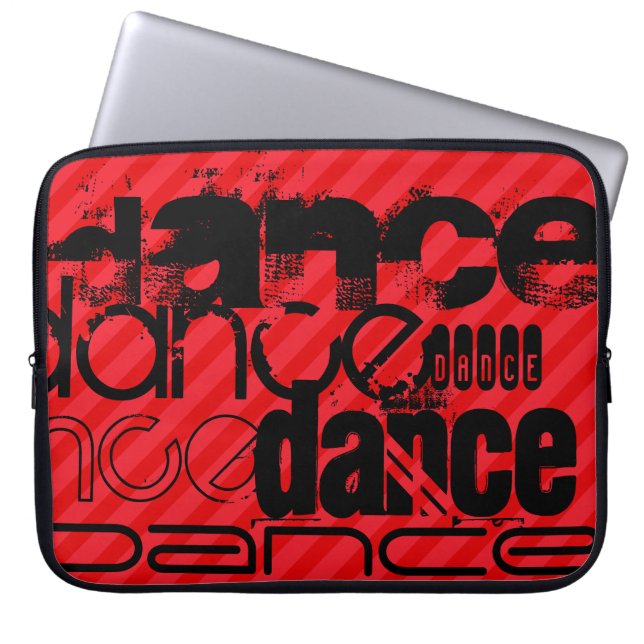 Dance; Scarlet Red Stripes Laptop Sleeve (Front)