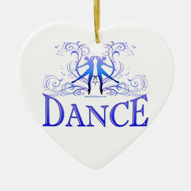Dance Scrolls Porcelain Heart Ornament (Front)