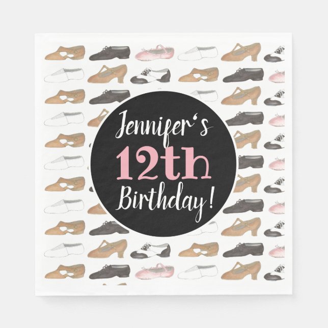 Dance Shoes Ballet Tap Jazz Lyrical Birthday Party Napkin (Front)