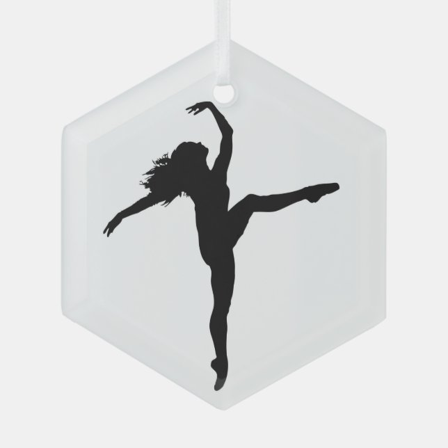 Dance Silhouette Ballet  Glass Ornament (Front)