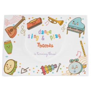Dance sing and play kids birthday large gift bag