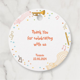 Dance sing and play kids birthday thank you favour tags