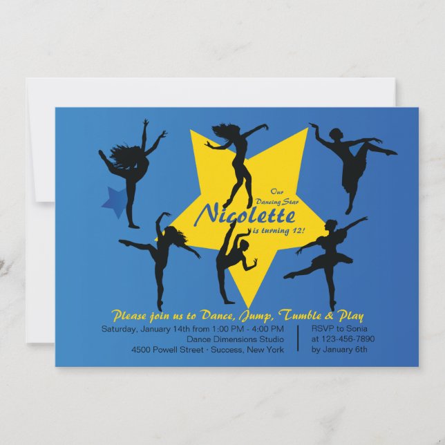 Dance Star Girl's Birthday Party Invitation (Front)