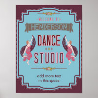 Dance Studio Personalized Name Blue Retro Custom
