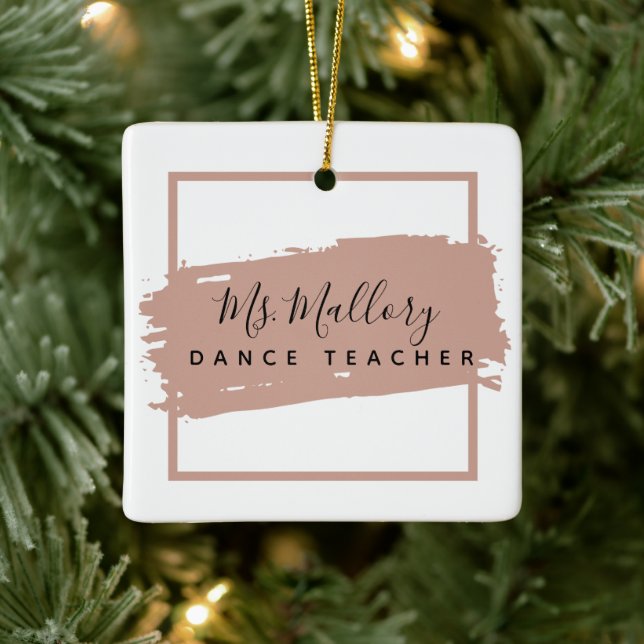 Dance Teacher Black and Rose Gold Personalized Ceramic Ornament (Tree)