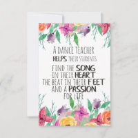 Dance teacher gift Appreciation Thank you quote