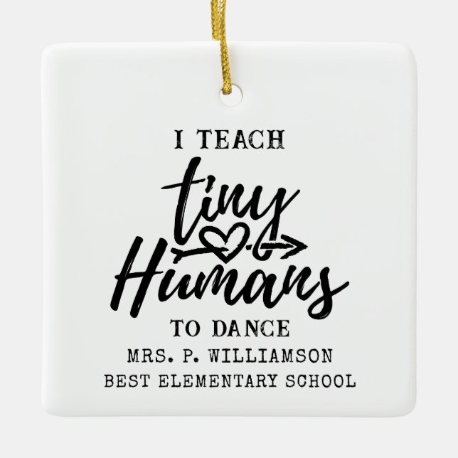 Dance Teacher Script Typography Personalized Ceramic Ornament (Front)