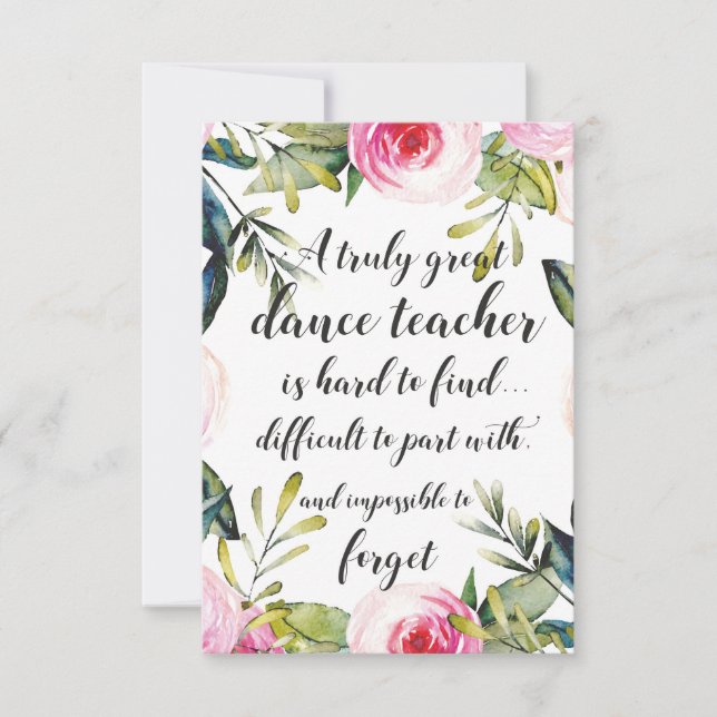 Dance Teacher Thank you Wishes for Dance Teacher (Front)
