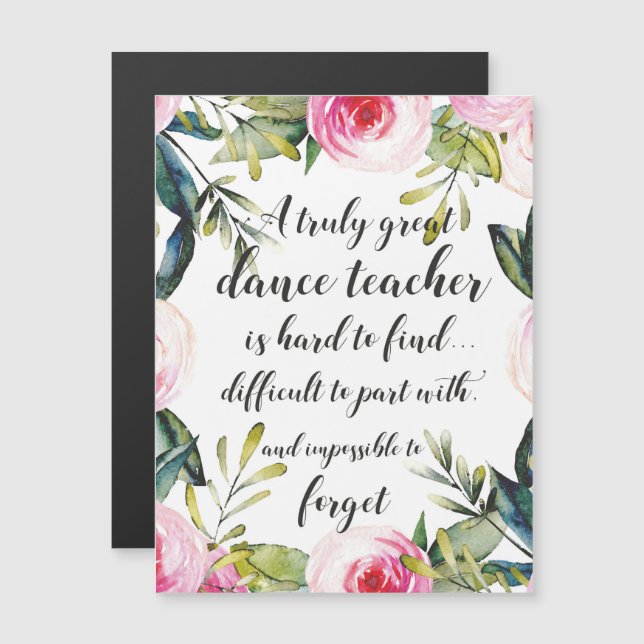 Dance Teacher Thank you Wishes for Dance Teacher (Front/Back)