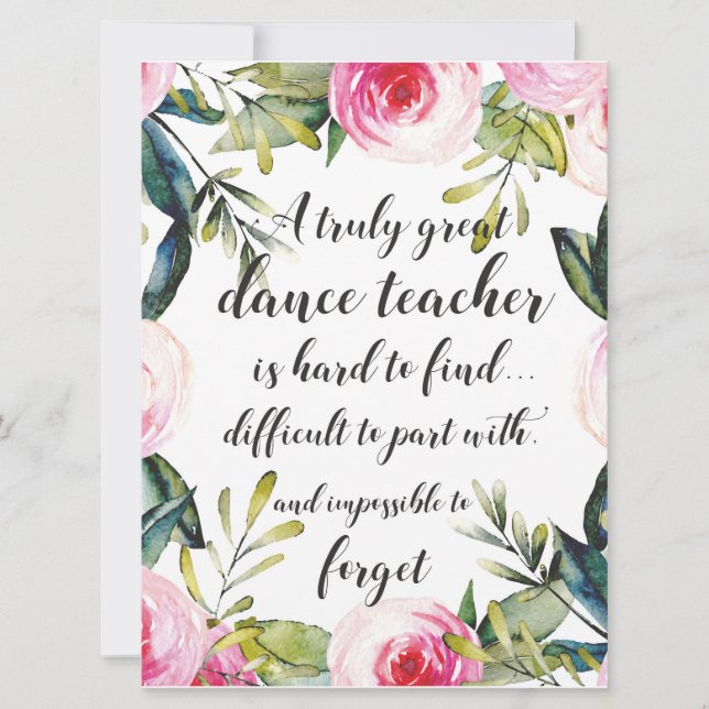 Dance Teacher Thank you Wishes for Dance Teacher Card (Front)