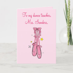 Dance Teacher Thank You with Hanging Ballet Shoes Card
