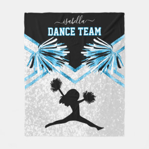Dance Team Baby Blue, Black and White  Fleece Blan