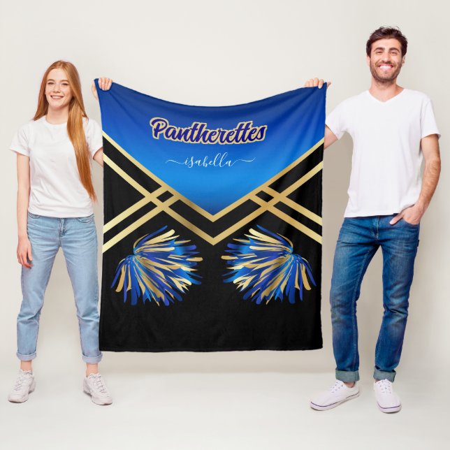 Dance Team Black, Royal Blue and Gold  Fleece Blanket (In Situ)