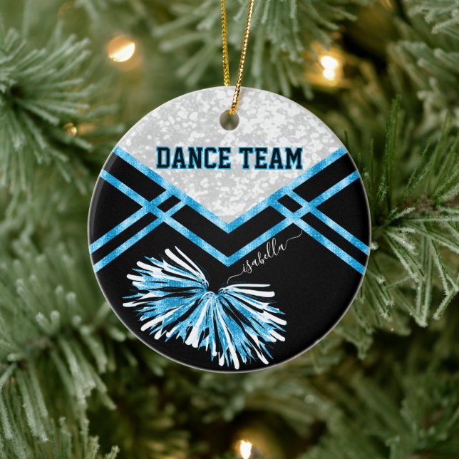 Dance Team Black, White and Baby Blue  Ceramic Ornament (Tree)