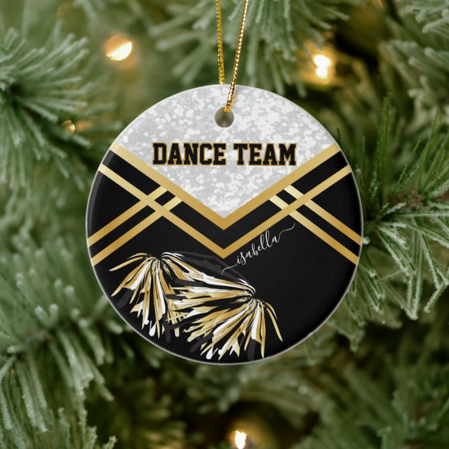 Dance Team Black, White and Gold Ceramic Ornament (Tree)